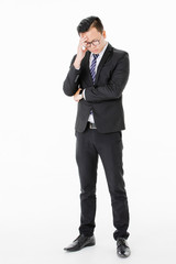 Young man on isolated white background