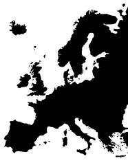 Europe Map Isolated on a White Background.