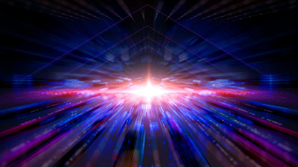 Obraz premium Data transmission channel. Transferring of big data. Motion of digital data flow. 3D illustration.