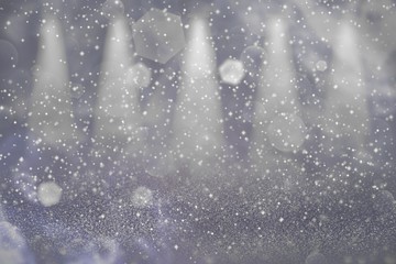 Obraz premium cute sparkling glitter lights defocused stage spotlights bokeh abstract background with sparks fly, holiday mockup texture with blank space for your content