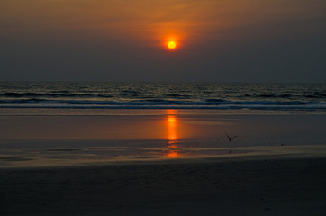 sunset in the Arabian Sea of Goa India