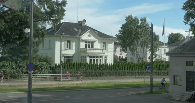 People walking and driving bicycle in Oslo City Norway