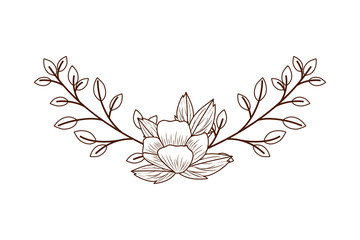 garland with flowers and leafs isolated icon