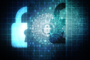 2d illustration Safety concept: Closed Padlock on digital background