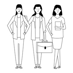 businesswomen avatar cartoon character black and white