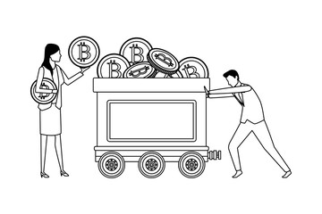 business couple holding cryptocurrency black and white