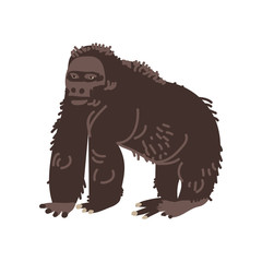 Black Gorilla Monkey African Animal Vector Illustration