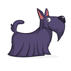 Cute cartoon scottish terrier. Vector black Scottie dog