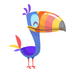 Funny toucan cartoon. Vector bird illustration © drawkman
