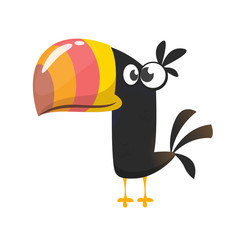 Funny toucan cartoon. Vector bird illustration © drawkman
