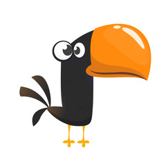 Funny toucan cartoon. Vector bird illustration © drawkman