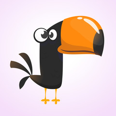 Cartoon happy bird toucan. Illustration isolated © drawkman