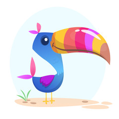 Toucan bird cartoon. Vector illustration of happy tukan isolated © drawkman