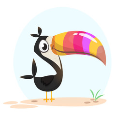 Obraz na płótnie Canvas Toucan bird cartoon. Vector illustration of happy tukan isolated