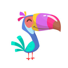 Toucan cartoon. Vector icon of toucan bird. Exotic colorful bird illustration © drawkman