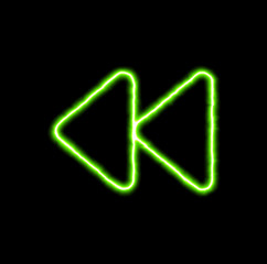 green neon symbol backward