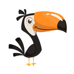 Toucan cartoon. Vector icon of toucan bird. Exotic colorful bird illustration © drawkman