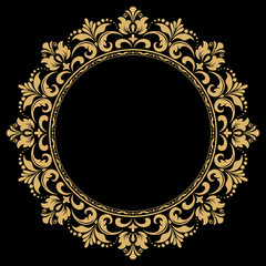 Decorative frame Elegant vector element for design in Eastern style, place for text. Floral golden border. Lace illustration for invitations and greeting cards.