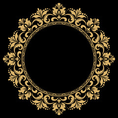 Decorative frame Elegant vector element for design in Eastern style, place for text. Floral golden border. Lace illustration for invitations and greeting cards.