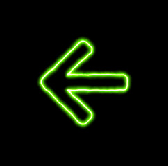 green neon symbol arrow left
