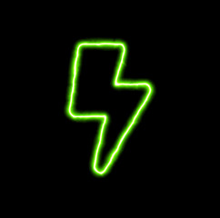 green neon symbol bolt