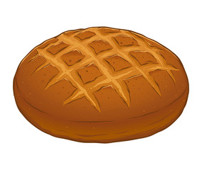 Fresh Sourdough Bread Hand Drawn