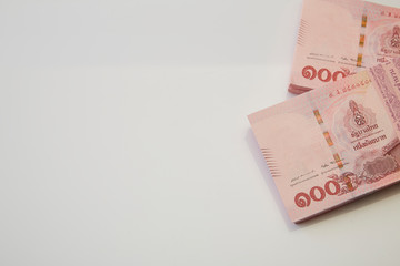 Banknotes of Thailand on white background
