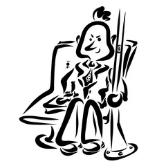 The treacherous businessman or controller goes to public transport with a sly grin on his face