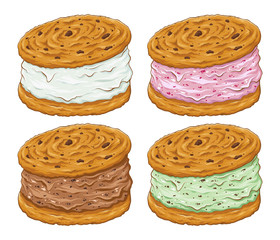 Ice Cream Cookie Sandwich in Various Flavor