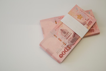 Banknotes of Thailand on white background