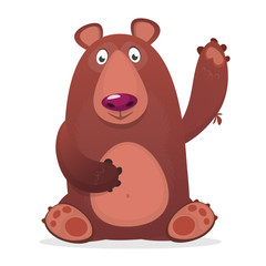 Funny cartoon bear. Vector illustration of a bear. Isolated on white