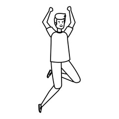 young man celebrating character