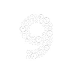 Alphabet set letter number nine or 9, Clock shuffle pattern, Time system concept design illustration isolated on white background, vector eps 10