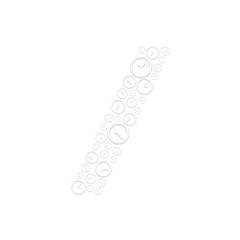 Alphabet set letter Punctuation slash, Clock shuffle pattern, Time system concept design illustration isolated on white background, vector eps 10