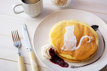 cat silhouette pancakes