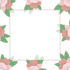 frame with flowers and leafs isolated icon