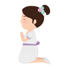 little girl kneeling first communion character