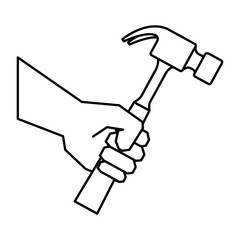 hand with hammer tool