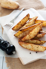 Baked potatoes on table, Vintage and country style kitchen
