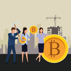 business people holding cryptocurrency