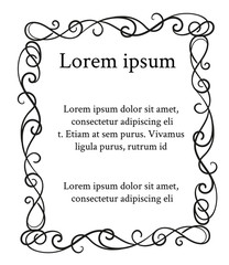 Decorative frame curls and scrolls element. Floral border.