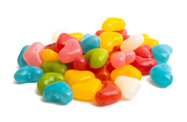 heart shaped jelly beans isolated