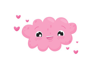 Pink cloud on white background. Spring concept.
