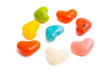 heart shaped jelly beans isolated