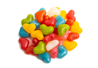 heart shaped jelly beans isolated