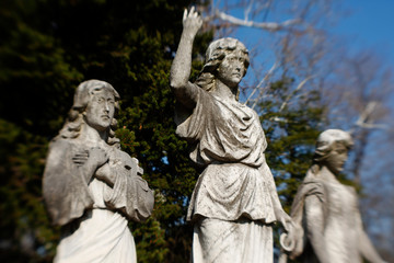 weathered statues