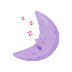 Sleeping moon on white background. Night concept.