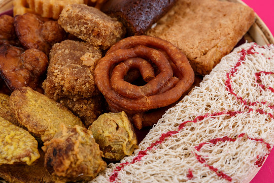Kokis, Kewum, Aluwa and Aasmi. Sri Lankan Traditional Sweet Foods