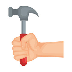 hand with hammer tool