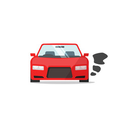 Car or vehicle engine running icon vector, flat cartoon automobile parked with started engine symbol isolated clipart